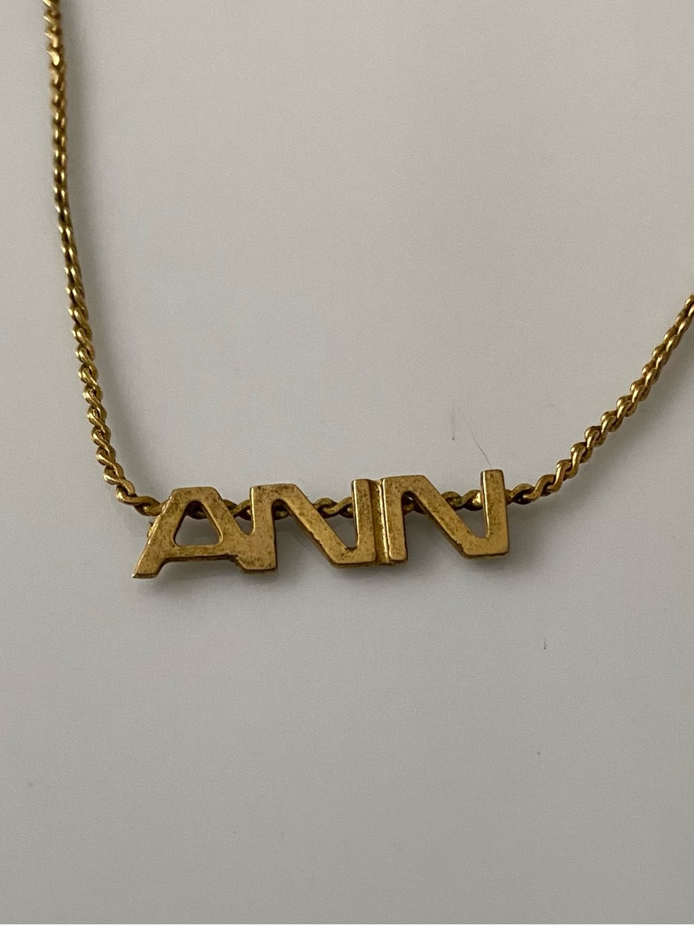 Gold-tone ANN Nameplate Necklace - Women's Personalized Pendant
